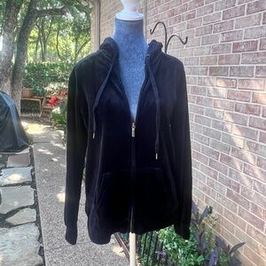 Gloria Vanderbilt black Velure zip up hoodie size M W003225